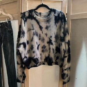 Pistola Black and Gray Tie-Dye Crew Neck Sweater